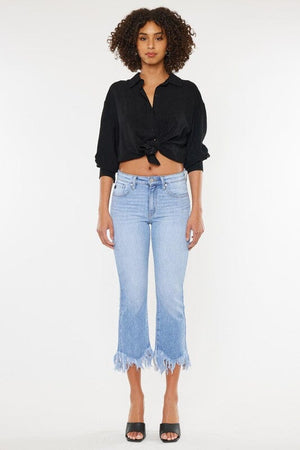 HIGH RISE CROP BOOTCUT DENIM PANTS-KC9354M Kan Can USA 