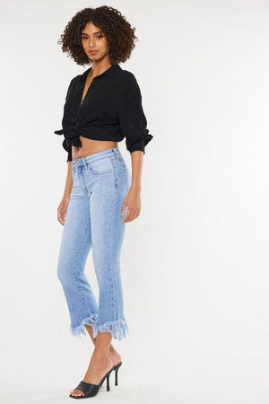 HIGH RISE CROP BOOTCUT DENIM PANTS-KC9354M Kan Can USA 