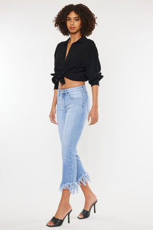 HIGH RISE CROP BOOTCUT DENIM PANTS-KC9354M Kan Can USA 