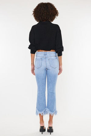 HIGH RISE CROP BOOTCUT DENIM PANTS-KC9354M Kan Can USA 