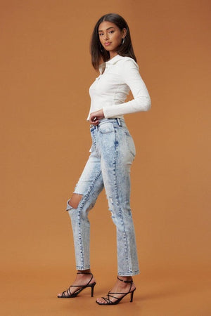 High Rise Distressed Skinny Vibrant M.i.U 
