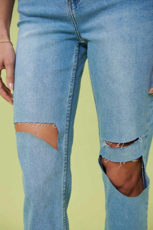 High Rise Distressed Wide Leg Jeans Vibrant M.i.U 