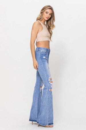 HIGH RISE FLARE W SIDE PANELS AND MIXED STEP HEM Flying Monkey 