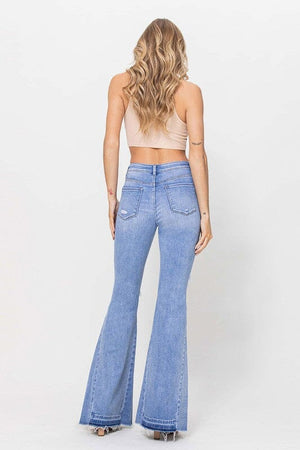 HIGH RISE FLARE W SIDE PANELS AND MIXED STEP HEM Flying Monkey 