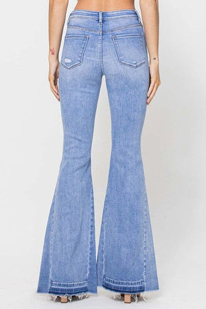 HIGH RISE FLARE W SIDE PANELS AND MIXED STEP HEM Flying Monkey 