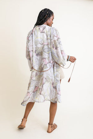 Ikebana Kimono W/ Suede Tie Belt Leto Accessories 