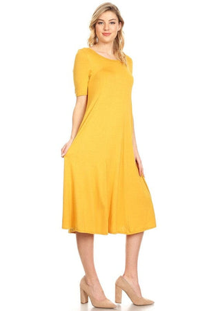 Jersey knit short sleeve oversized a-line dress Moa Collection Mustard S 