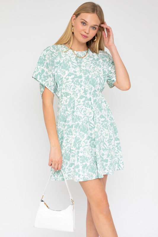 KIMONO SLEEVE FLORAL PRINT DRESS Gilli 