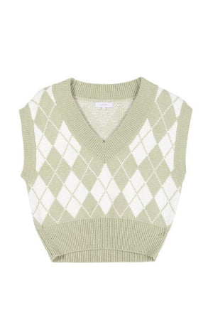 Knitted argyle sweater vest Lilou 
