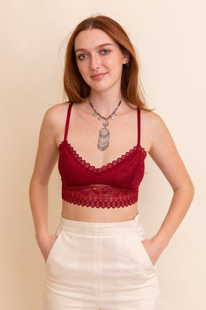 Lace Crop Camisole Bralette Leto Collection XS/S Red 