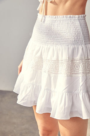 LACE TRIM DETAIL SKIRT Do + Be Collection WHITE L 