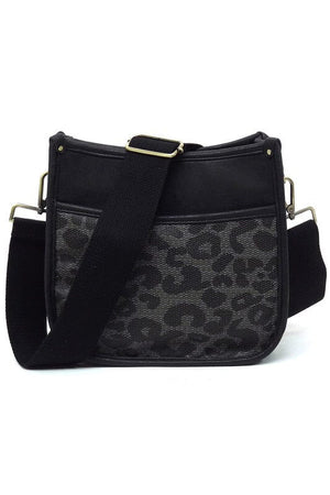 Leopard Colorblock Hobo Crossbody Bag Fashion World BLACK one 