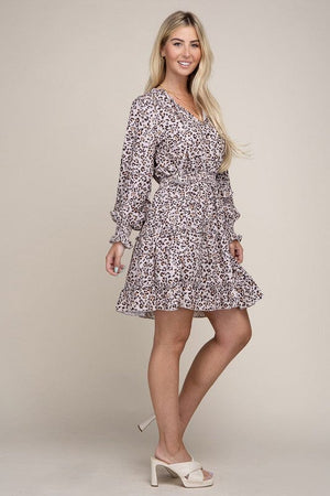 Leopard Print Ruffle Hem Dress Nuvi Apparel 