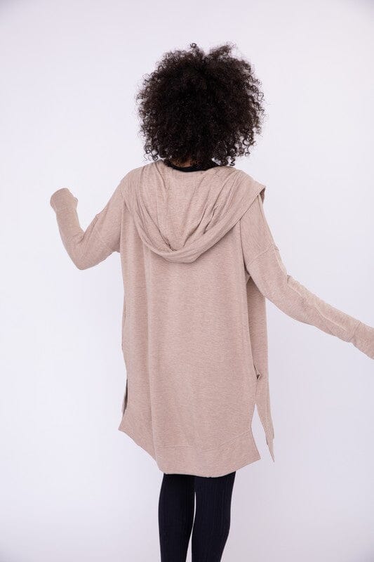 Longline Hooded Cardigan with Pockets Mono B Natural S 