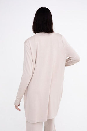 Lounge Open-Front Terry Cardigan Mono B 