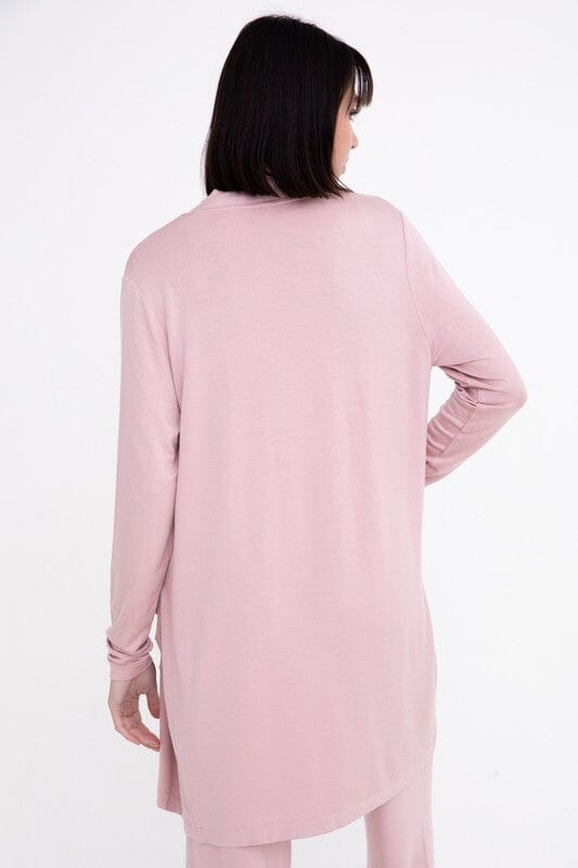 Lounge Open-Front Terry Cardigan Mono B Rose S 