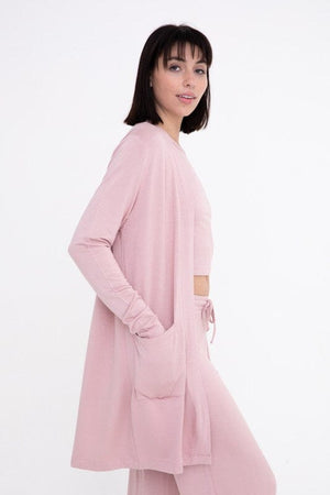 Lounge Open-Front Terry Cardigan Mono B 