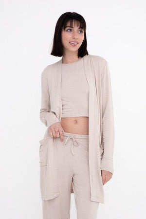 Lounge Open-Front Terry Cardigan Mono B Natural S 