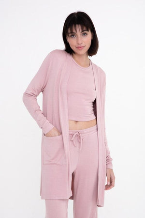 Lounge Open-Front Terry Cardigan Mono B Rose S 
