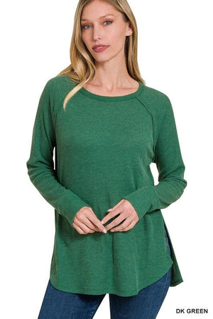 MELAGE BABY WAFFLE LONG SLEEVE TOP ZENANA 