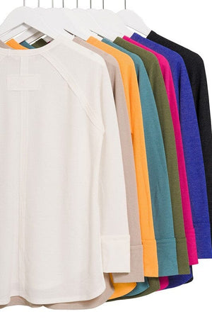 MELAGE BABY WAFFLE LONG SLEEVE TOP ZENANA 