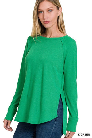 MELAGE BABY WAFFLE LONG SLEEVE TOP ZENANA 