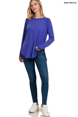 MELAGE BABY WAFFLE LONG SLEEVE TOP ZENANA 