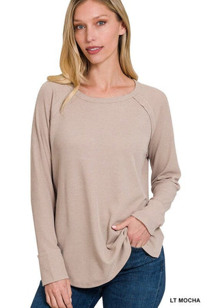 MELAGE BABY WAFFLE LONG SLEEVE TOP ZENANA 