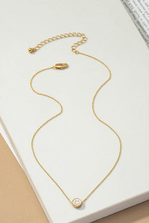 Mini smiley face pendant necklace LA3accessories White one size 