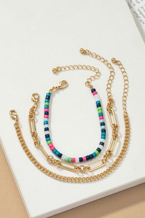 multi color bead and chunky chain bracelets set LA3accessories 