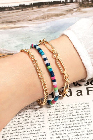 multi color bead and chunky chain bracelets set LA3accessories Multi one size 