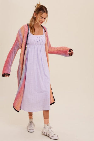 Multi Color Gradation Long Knit Open Cardigan Listicle 