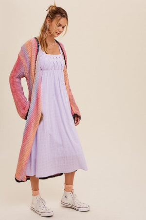 Multi Color Gradation Long Knit Open Cardigan Listicle 