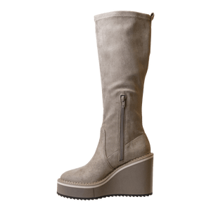 NAKED FEET - APEX in GREIGE Wedge Knee High Boots WOMEN FOOTWEAR NAKED FEET 