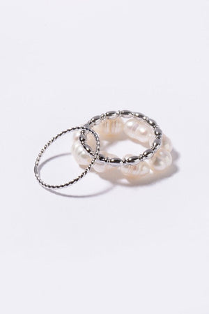 Natural pearl ring set silver Lilou 