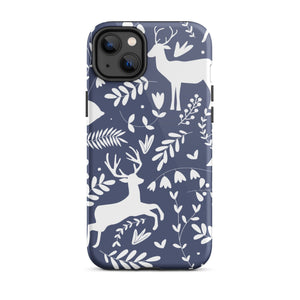 Navy Reindeer iPhone Case - KBB Exclusive Knitted Belle Boutique iPhone 14 Plus 