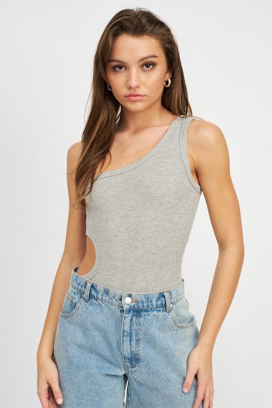 OFF SLEEVE BODYSUIT WITH SIDE CUT OUT Emory Park H GREY S 