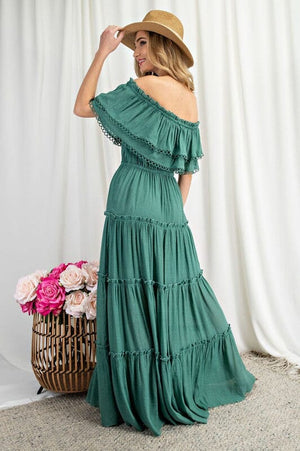 OFF THE SHOULDER RUFFLE MAXI DRESS eesome 