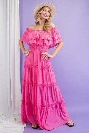 OFF THE SHOULDER RUFFLE MAXI DRESS eesome 