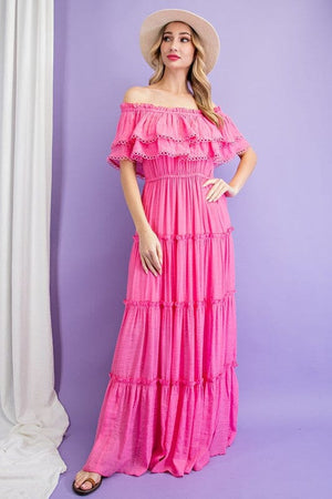 OFF THE SHOULDER RUFFLE MAXI DRESS eesome 