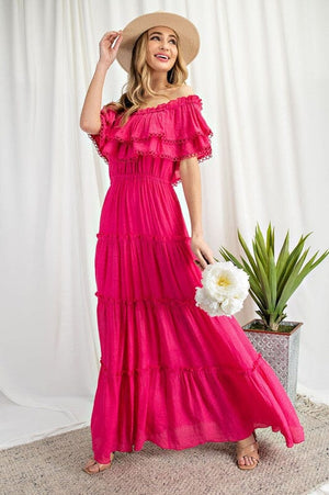 OFF THE SHOULDER RUFFLE MAXI DRESS eesome 