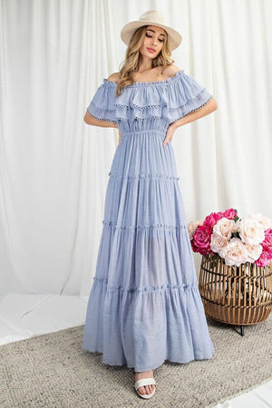 OFF THE SHOULDER RUFFLE MAXI DRESS eesome 