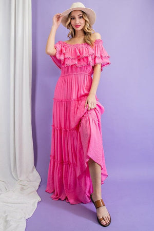 OFF THE SHOULDER RUFFLE MAXI DRESS eesome 