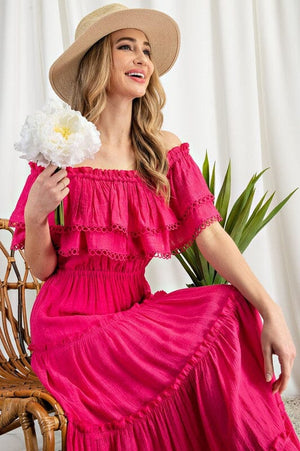 OFF THE SHOULDER RUFFLE MAXI DRESS eesome 