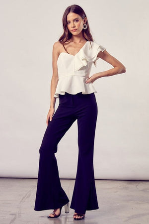 ONE SHOULDER RUFFLE PEPLUM TOP Do + Be Collection 