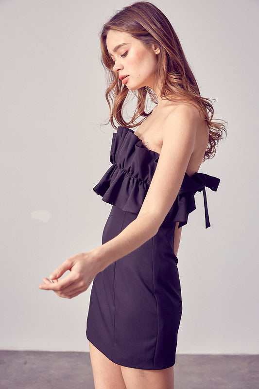 OPEN SHOULDER RUFFLE DETAIL DRESS Do + Be Collection 