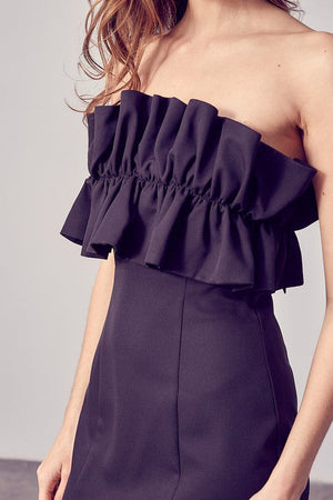 OPEN SHOULDER RUFFLE DETAIL DRESS Do + Be Collection 