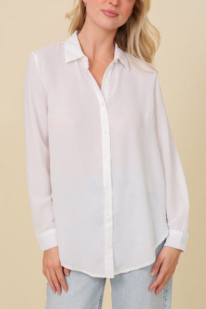 OVERSIZED LONG SLEEVE BUTTON DOWN CHIFFON BLOUSE TIMING 