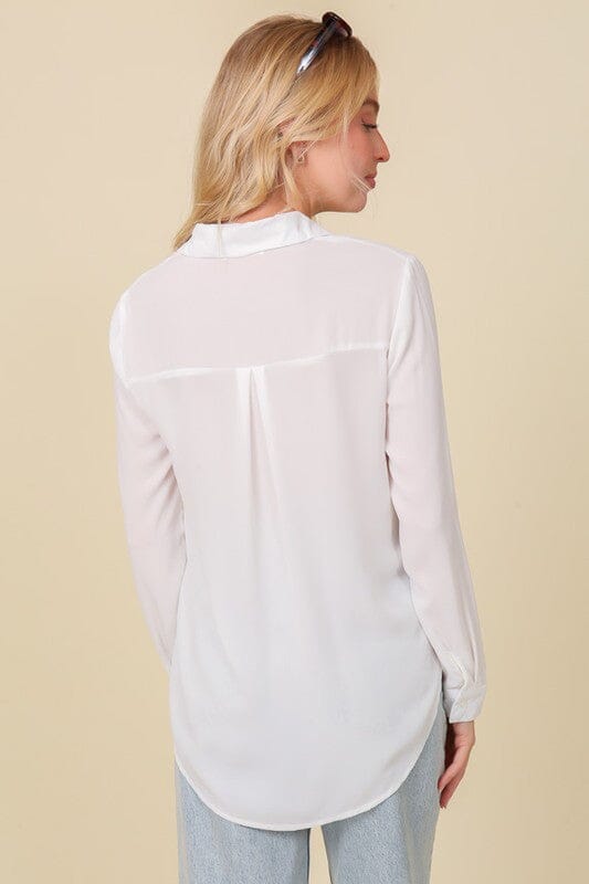 OVERSIZED LONG SLEEVE BUTTON DOWN CHIFFON BLOUSE TIMING Off White S 