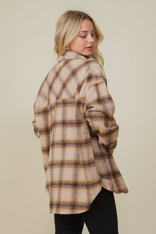 OVERSIZED PLAID SHACKET TIMING Brown/Taupe S 